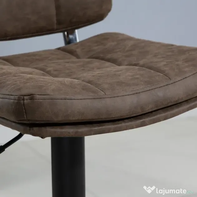 Set 2 Scaune de Bar Pivotante cu Inaltime Reglabilă, din Imitatie de Piele Maro si Tapitate, 41,5x45x85-107cm, Negru HOMCOM | Aosom Romania