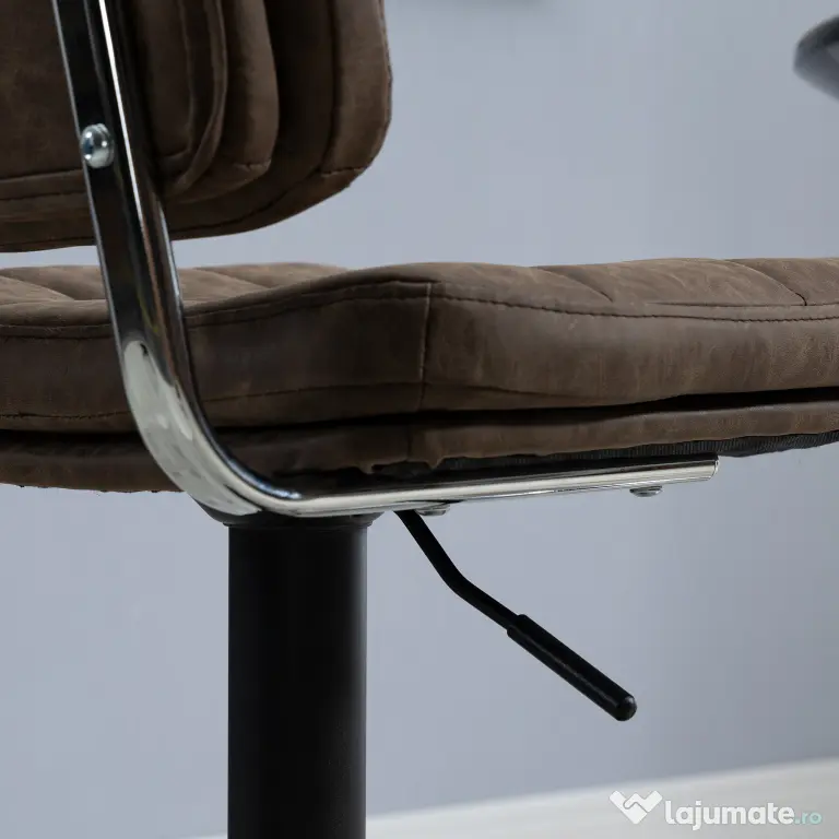 Set 2 Scaune de Bar Pivotante cu Inaltime Reglabilă, din Imitatie de Piele Maro si Tapitate, 41,5x45x85-107cm, Negru HOMCOM | Aosom Romania