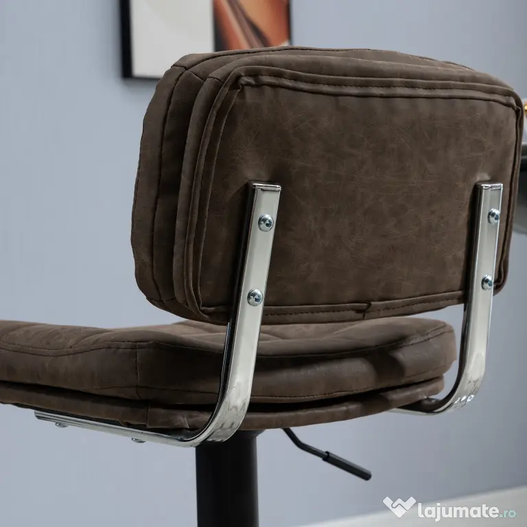 Set 2 Scaune de Bar Pivotante cu Inaltime Reglabilă, din Imitatie de Piele Maro si Tapitate, 41,5x45x85-107cm, Negru HOMCOM | Aosom Romania