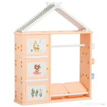 HOMCOM Organizator Jucării cu Containere și Cuier, 128x34x155cm, Portocaliu | Aosom Romania