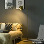 Homcom Lampadar Vintage – Abajur Reglabil, E27, Finisaj Auriu 