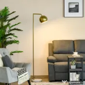 Homcom Lampadar Vintage – Abajur Reglabil, E27, Finisaj Auriu 