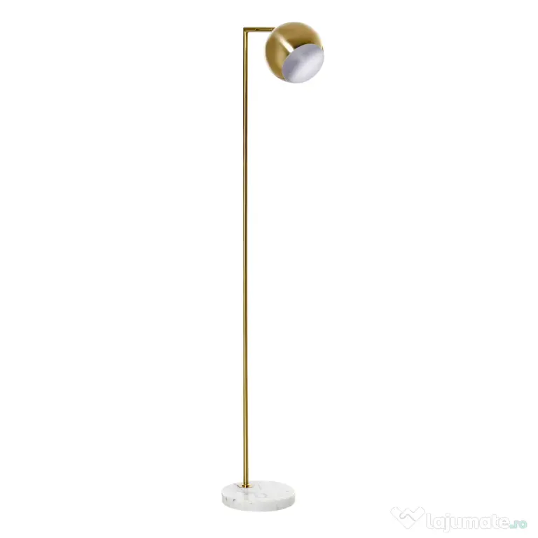 Lampa de podea cu structura metalica si abajur reglabil, din Metal si Marmura 38x26x165cm Auriu, Alb HOMCOM | Aosom RO