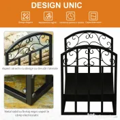 Suport pentru Busteni din Metal pentru Interior si Exteriordin Metal cu Blat Cubat, max 60 kg Lemne, Negru 60,5x36x46,5cm Outsunny | Aosom Romania 