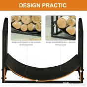 Suport pentru Busteni din Metal pentru Interior si Exteriordin Metal cu Blat Cubat, max 60 kg Lemne, Negru 60,5x36x46,5cm Outsunny | Aosom Romania 