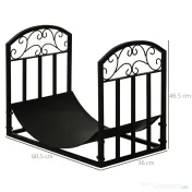 Suport pentru Busteni din Metal pentru Interior si Exteriordin Metal cu Blat Cubat, max 60 kg Lemne, Negru 60,5x36x46,5cm Outsunny | Aosom Romania 