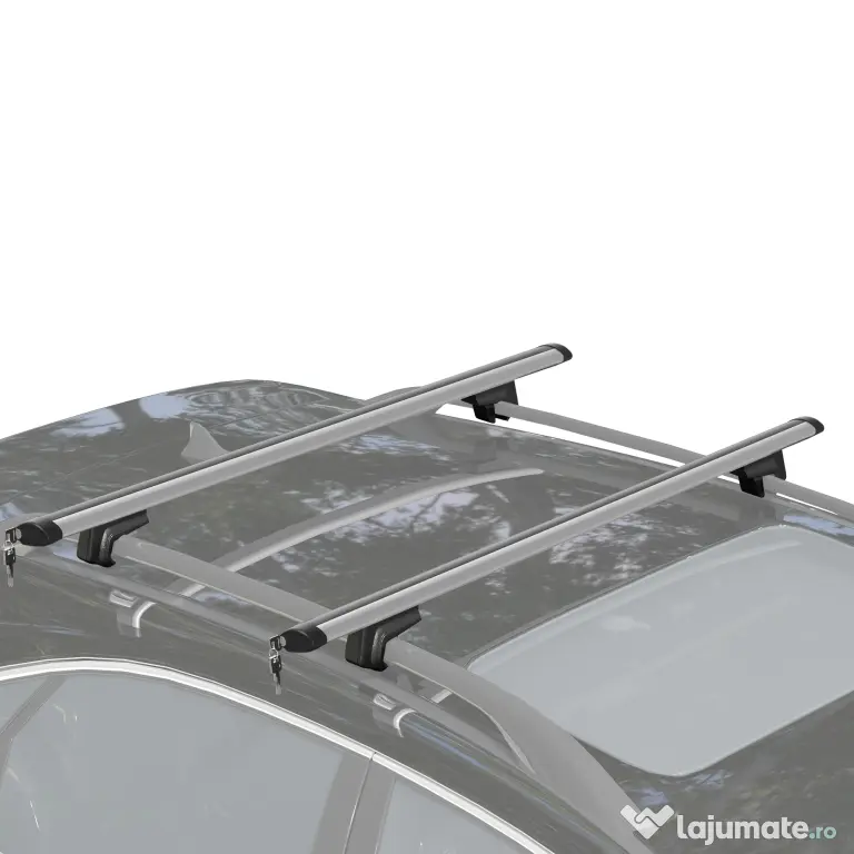 HOMCOM Bare transversale auto 135 cm, portbagaj blocabil cu 2 chei, compatibile cu șine laterale de 120 cm, argintie | Aosom Romania