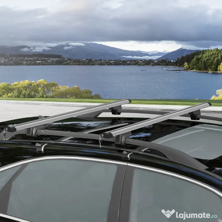 HOMCOM Bare transversale auto 135 cm, portbagaj blocabil cu 2 chei, compatibile cu șine laterale de 120 cm, argintie | Aosom Romania