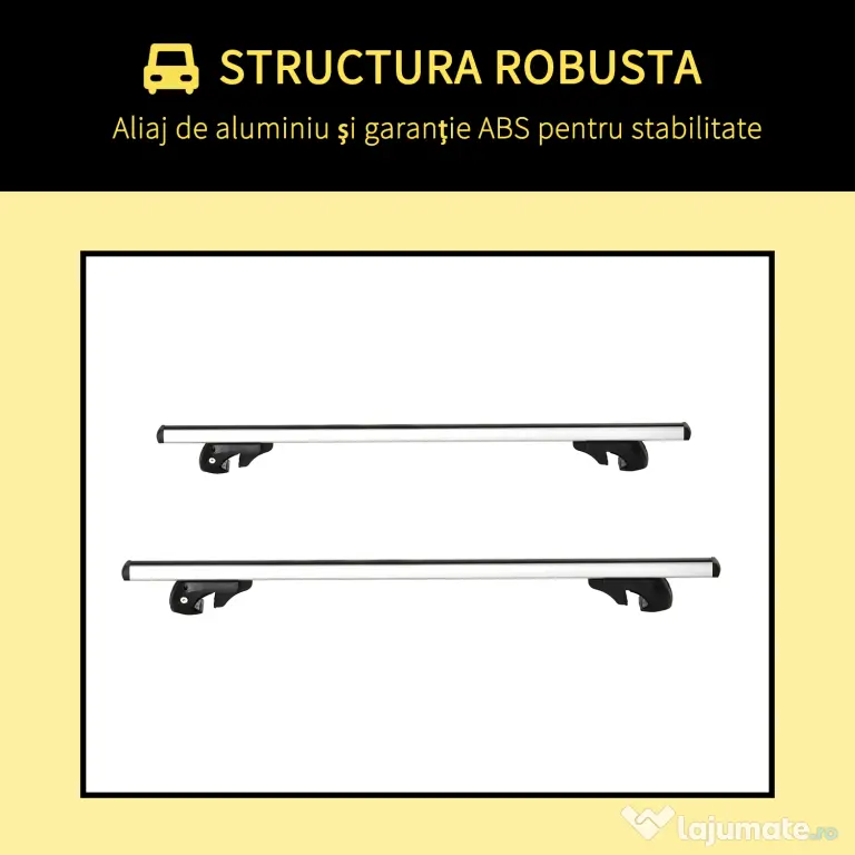 HOMCOM Bare transversale auto 135 cm, portbagaj blocabil cu 2 chei, compatibile cu șine laterale de 120 cm, argintie | Aosom Romania