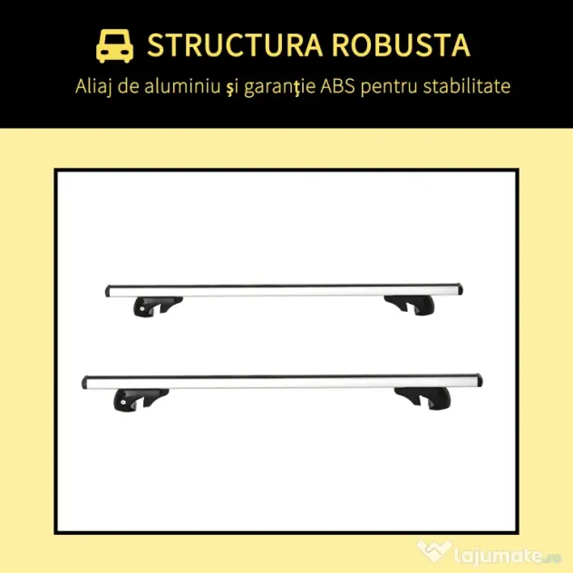 HOMCOM Bare transversale auto 135 cm, portbagaj blocabil cu 2 chei, compatibile cu șine laterale de 120 cm, argintie | Aosom Romania