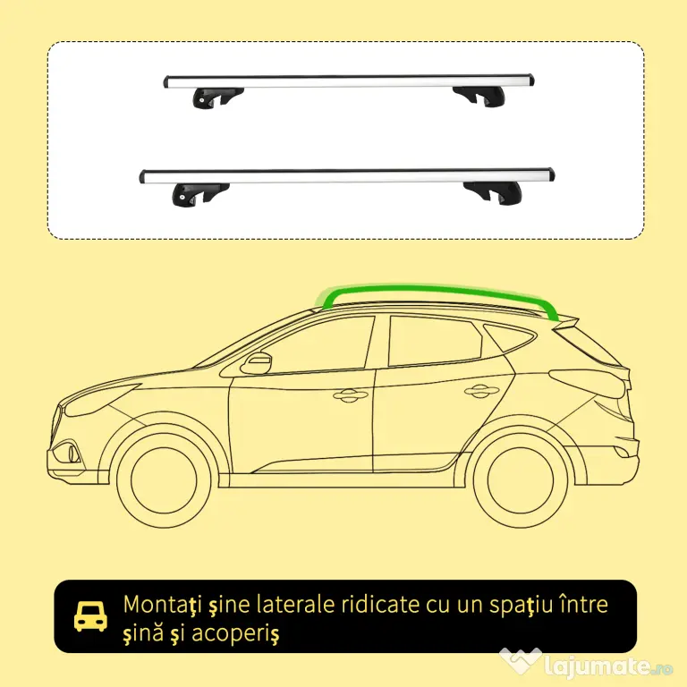 HOMCOM Bare transversale auto 135 cm, portbagaj blocabil cu 2 chei, compatibile cu șine laterale de 120 cm, argintie | Aosom Romania
