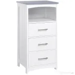 Kleankin Dulapior Baie Alb – 3 Sertare & Raft Deschis, MDF 40×33×80 cm