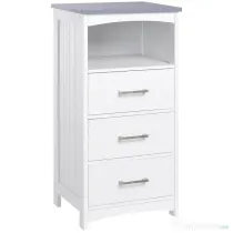 Kleankin Dulapior de Baie cu Raft Deschis si 3 Sertare, Design Ridicat din MDF, 40x33x80cm, Alb | Aosom Ro