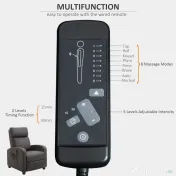 Fotoliu cu masaj HOMCOM cu 8 functii si 5 intensitati, maro | Aosom Romania 