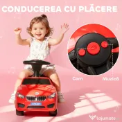 HOMCOM Mașinuță pentru Copii cu Volan, Mașină cu Faruri și Melodii Integrate, Vârstă 18-36 Luni, 63,5x28x36 cm, Roșu | Aosom Romania
