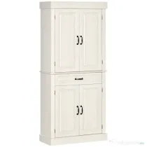 Bufet de bucatarie HOMCOM cu 2 dulapuri cu 2 usi si sertar, din lemn 80x35x180cm alb | Aosom RO
