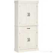 Homcom Bufet Bucatarie – Stil Colonial Lemn Alb 80×35×180 cm 