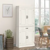 Homcom Bufet Bucatarie – Stil Colonial Lemn Alb 80×35×180 cm 