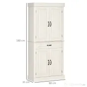 Homcom Bufet Bucatarie – Stil Colonial Lemn Alb 80×35×180 cm 