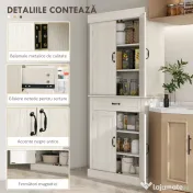 Homcom Bufet Bucatarie – Stil Colonial Lemn Alb 80×35×180 cm 