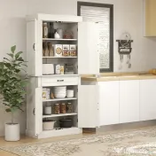 Homcom Bufet Bucatarie – Stil Colonial Lemn Alb 80×35×180 cm 