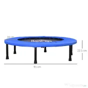 HOMCOM Trambulina Elastica pentru Jumping Fitness si Antrenament Acasa, Arcuri si Structura din Otel, Φ91x22.5cm, Negru si Albastru