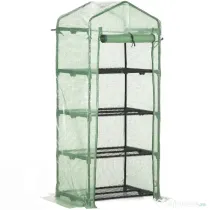 Outsunny Seră Verticală cu 4 Rafturi, Sera de Grădină cu Ușă cu Fermoar, Oțel și PE Verde, 70x50x160 cm | Aosom Romania