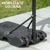 HOMCOM Cos Baschet Exterior cu Inaltime Reglabila 195-245cm, cu Roti si Panou din PE | Aosom Ro 
