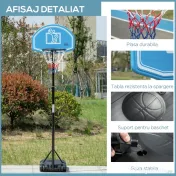 HOMCOM Cos Baschet Exterior cu Inaltime Reglabila 195-245cm, cu Roti si Panou din PE | Aosom Ro 