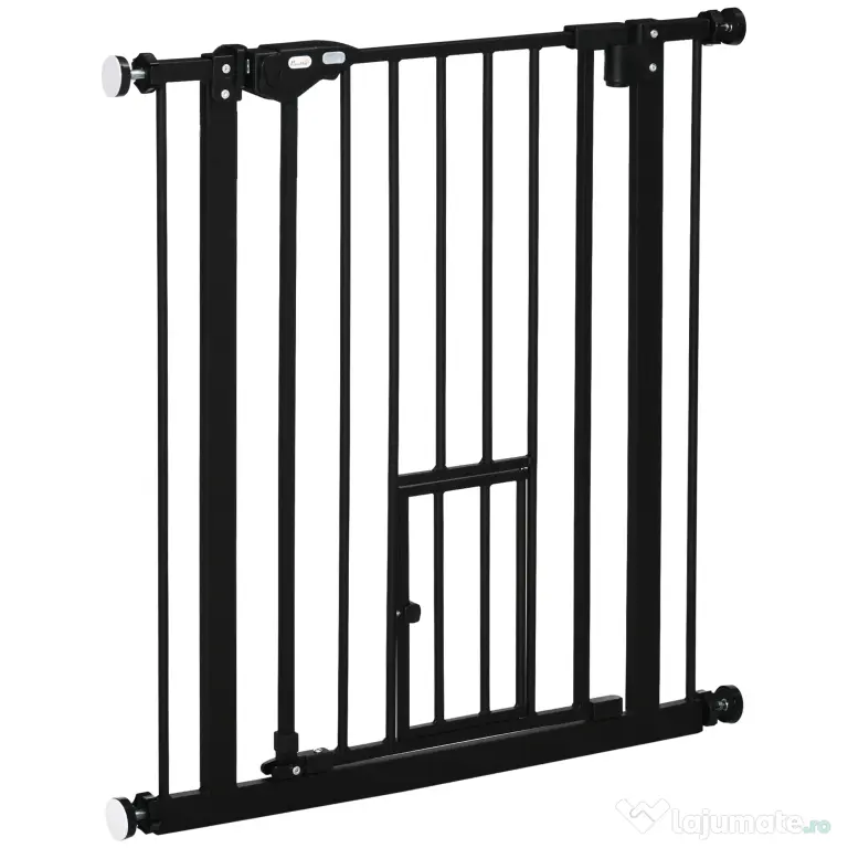 PawHut Portita pentru Caini Extensibila 74-80 cm cu Inchidere Automata, Neagra | Aosom Romania
