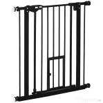 PawHut Portita pentru Caini Extensibila 74-80 cm cu Inchidere Automata, Neagra | Aosom Romania