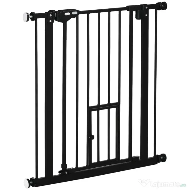 PawHut Portita pentru Caini Extensibila 74-80 cm cu Inchidere Automata, Neagra | Aosom Romania