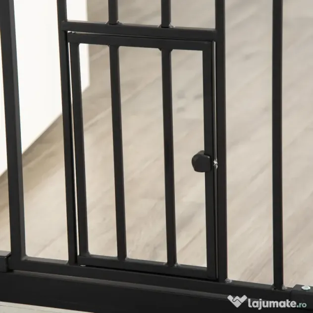 PawHut Portita pentru Caini Extensibila 74-80 cm cu Inchidere Automata, Neagra | Aosom Romania