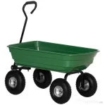 Carucior de Gradina Outsunny cu Structura din Otel si Anvelope, Maner Moale, Capacitate 250 kg, 108x52x100cm, Verde