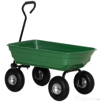 Carucior de Gradina Outsunny cu Structura din Otel si Anvelope, Maner Moale, Capacitate 250 kg, 108x52x100cm, Verde