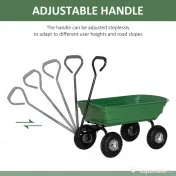 Carucior de Gradina Outsunny cu Structura din Otel si Anvelope, Maner Moale, Capacitate 250 kg, 108x52x100cm, Verde 