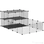 Pawhut tarc Modular Iepuri – 175×105×70 cm, Metal cu Accesorii