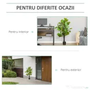 HOMCOM Ficus Artificial 130 cm de Interior si Exterior, Planta Artificiala cu efect Realist cu 78 de Frunze 