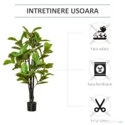 HOMCOM Ficus Artificial 130 cm de Interior si Exterior, Planta Artificiala cu efect Realist cu 78 de Frunze 