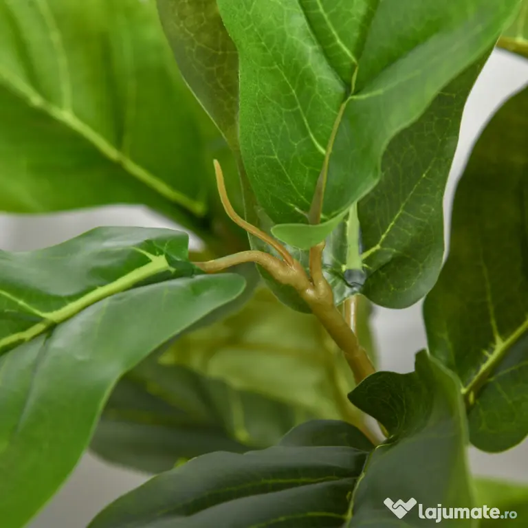 HOMCOM Ficus Artificial 130 cm de Interior si Exterior, Planta Artificiala cu efect Realist cu 78 de Frunze