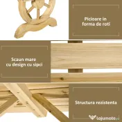 Outsunny Bancă de Grădină cu 2 Locuri, Design cu Roți, Bancă de Exterior din Lemn de Brad, pentru Terasă, Patio și Curte, 98x50x39,5 cm, Aspect Lemn Natural | Aosom Romania 