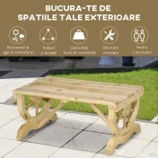 Outsunny Bancă de Grădină cu 2 Locuri, Design cu Roți, Bancă de Exterior din Lemn de Brad, pentru Terasă, Patio și Curte, 98x50x39,5 cm, Aspect Lemn Natural | Aosom Romania 