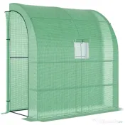 Outsunny Sera de Perete cu 2 Rafturi pentru Plante si Flori din Otel si PE, 200x100x213cm - Verde 
