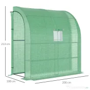Outsunny Sera de Perete cu 2 Rafturi pentru Plante si Flori din Otel si PE, 200x100x213cm - Verde 