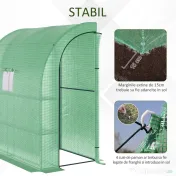 Outsunny Sera de Perete cu 2 Rafturi pentru Plante si Flori din Otel si PE, 200x100x213cm - Verde 