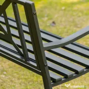 Outsunny Bancă de Exterior din Oțel pentru 2 Persoane, Spătar Înalt, Cotiere Confortabile, 128x62.5x81.5 cm, Negru | Aosom Romania 