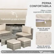 Outsunny Living pentru gradina din Rattan PE din 8 Piese , Gri si Bej