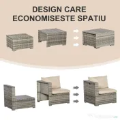 Outsunny Living pentru gradina din Rattan PE din 8 Piese , Gri si Bej