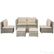 Outsunny Living pentru gradina din Rattan PE din 8 Piese , Gri si Bej