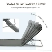 Outsunny Set 2 Saltele de Plaja Pliabile cu Spatar Reglabil 